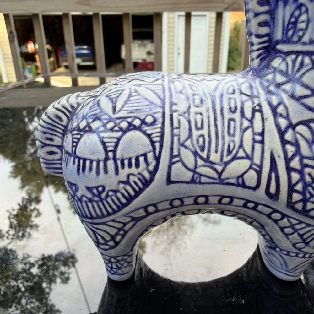 Bitossi Style Glazed Ceramic Horse Signed By Artist Mid Century 6 1/2